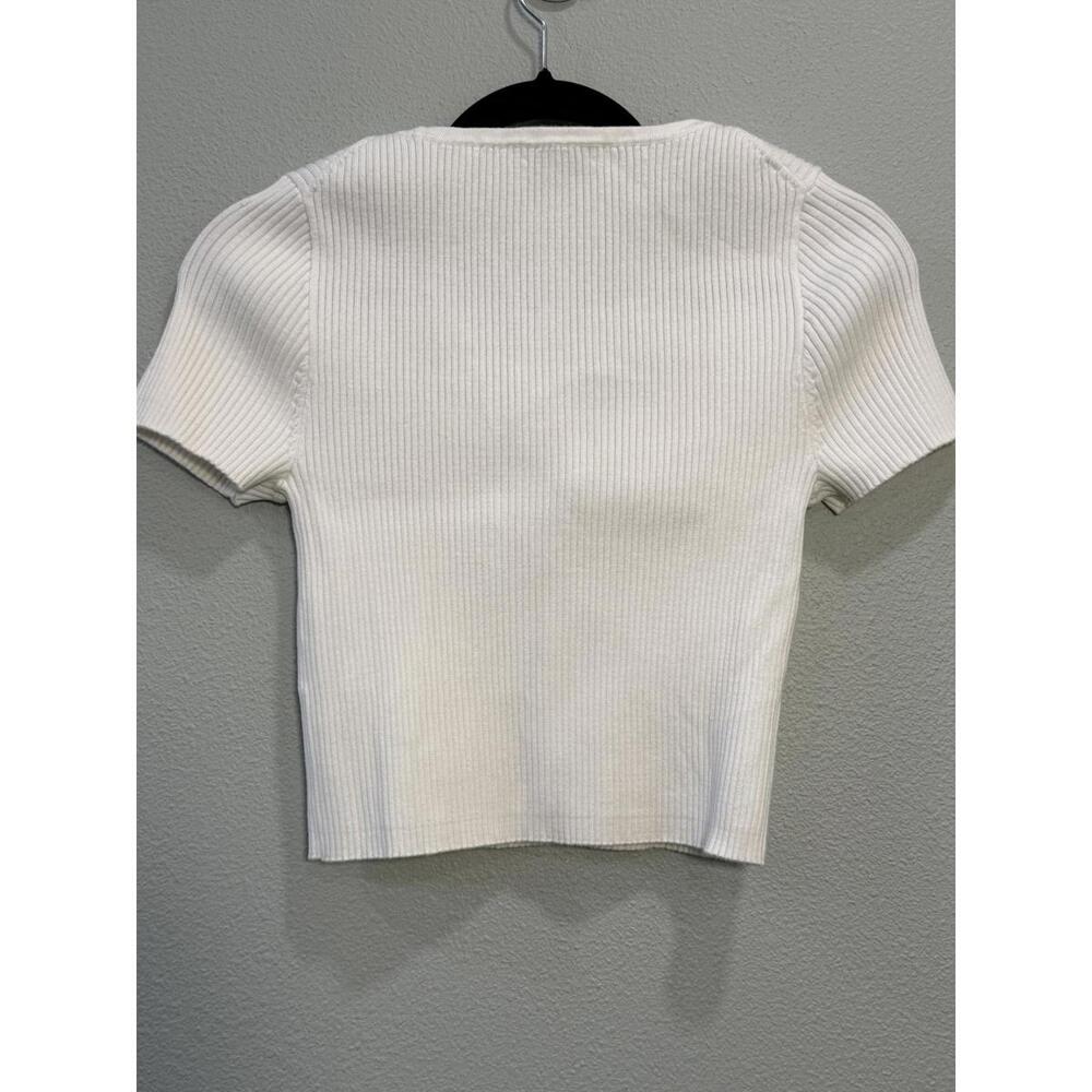 Madewell Ribbed Square Neck Cropped Tee - Women's Medium - Picture 5 of 6